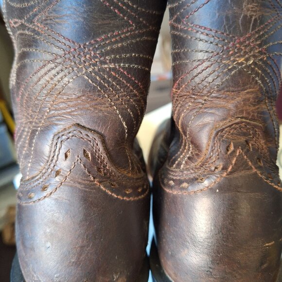 Ariat Brown Mens Leather Cowboy Boots Size 9.5D Western Square Toe Style 1001096 - Picture 3 of 13